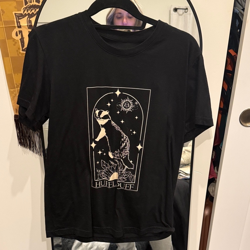 Hufflepuff Black Tee with Graphic Design